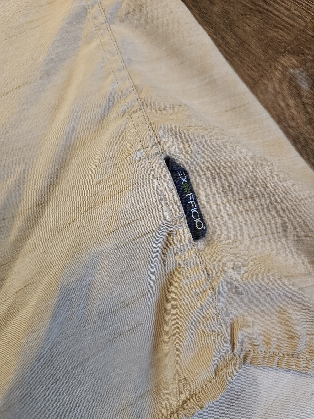 Exofficio Insect Shield LS Nylon blend Beige Button up Shirt Mens Large zip - Picture 4 of 9